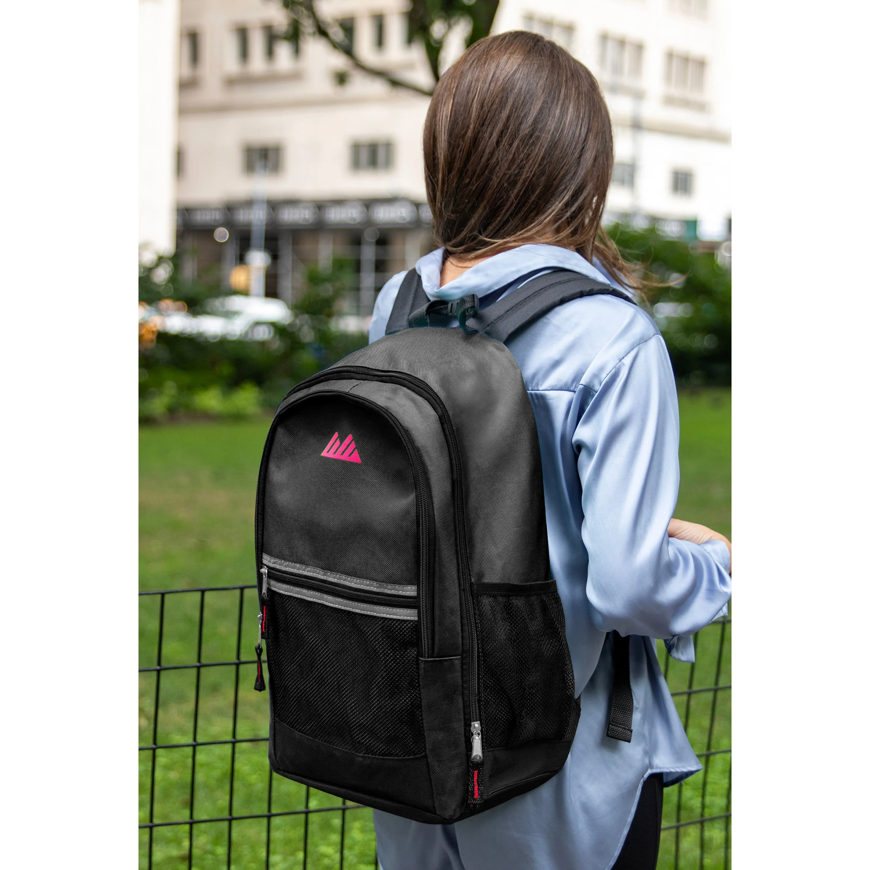 18 Inch Multi Pocket Reflective Backpack - Black