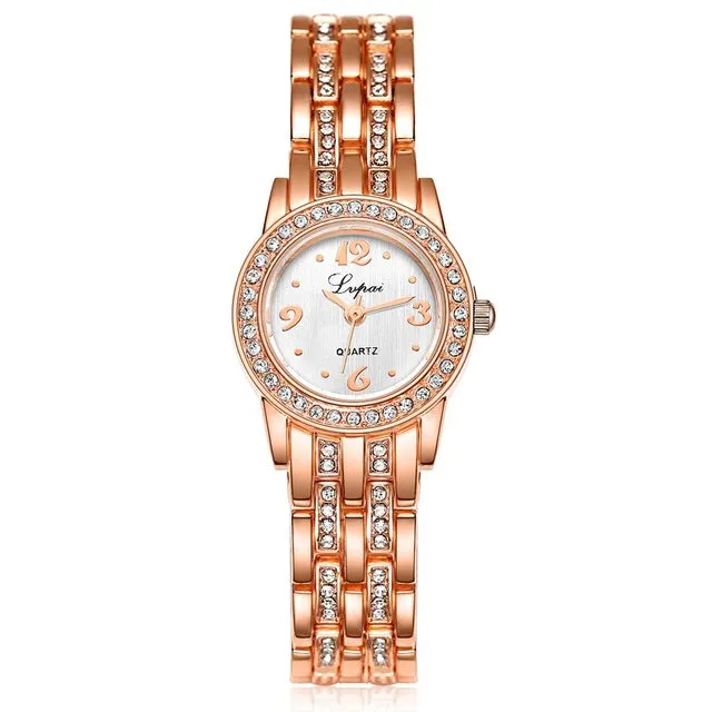 2016 Lvpai Brand Watches Gold Women Bracelet Alloy Strap Ladies Quartz Watch Women Dress Watches Ladies Wristwatch Clock