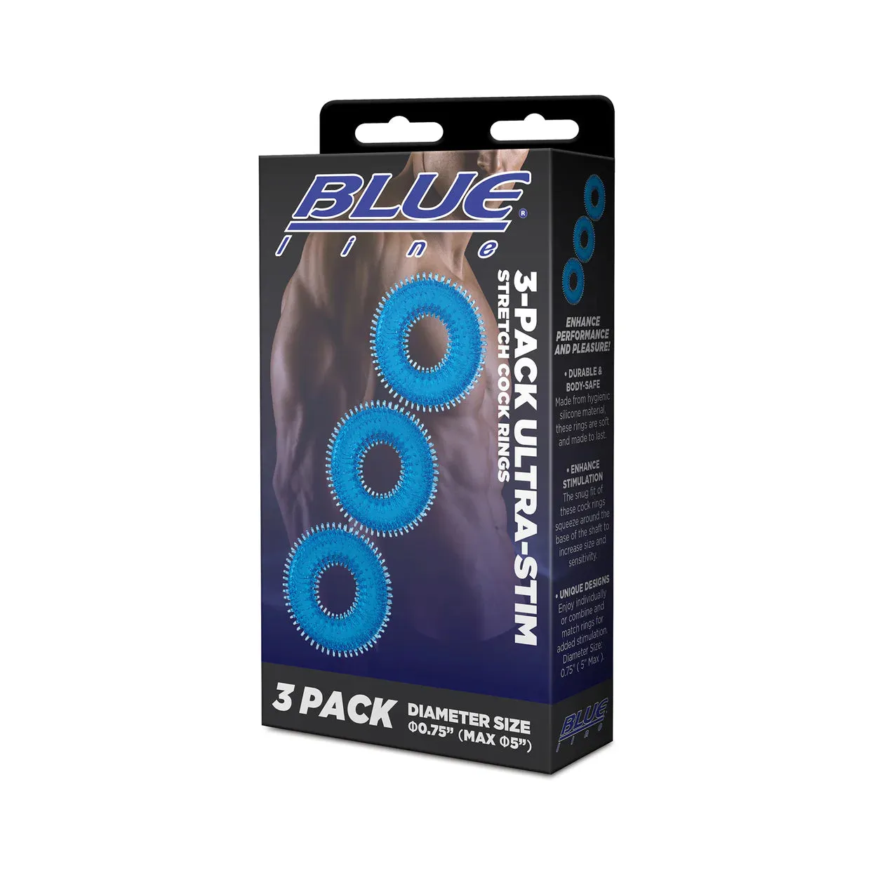 3-Pack Ultra-Stim Stretch Cock Rings by Blue Line