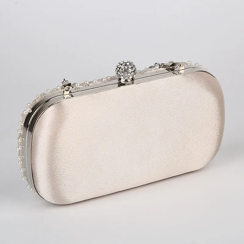 A luxurious handbag embroidered with crystals and pearls