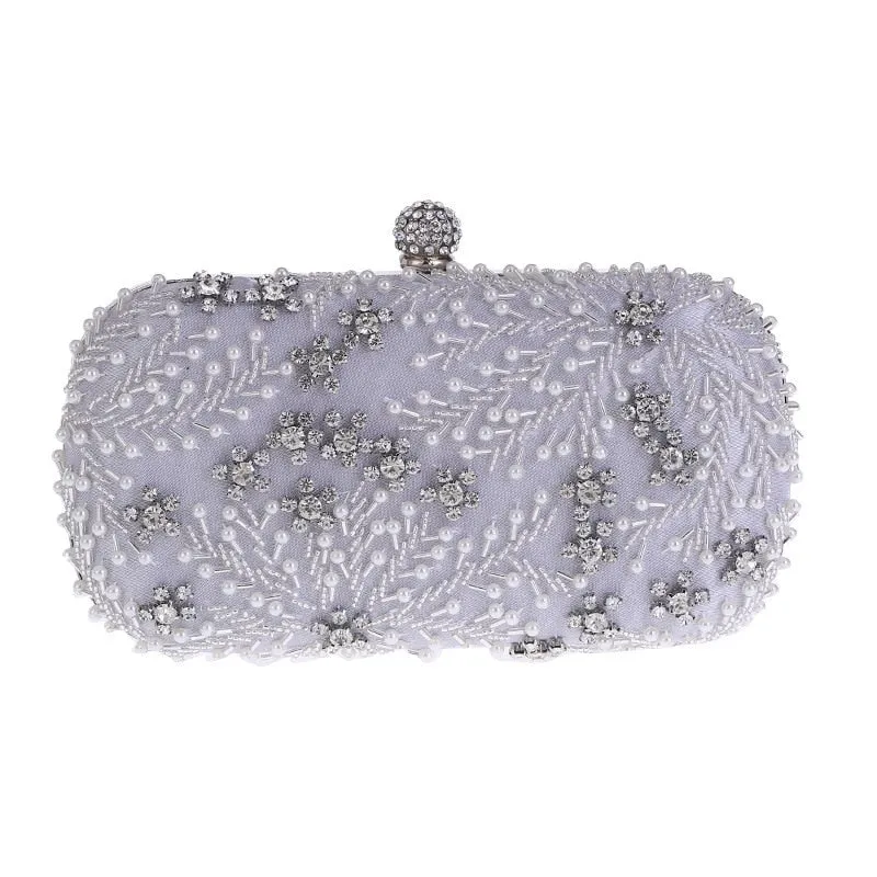 A luxurious handbag embroidered with crystals and pearls