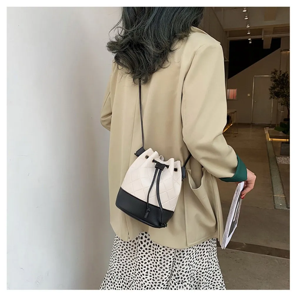 All-Match Drawstring Shoulder Bag Female Women Small Bucket Bag Ladies Handbag Retro Messenger Bag Vintage Tassel