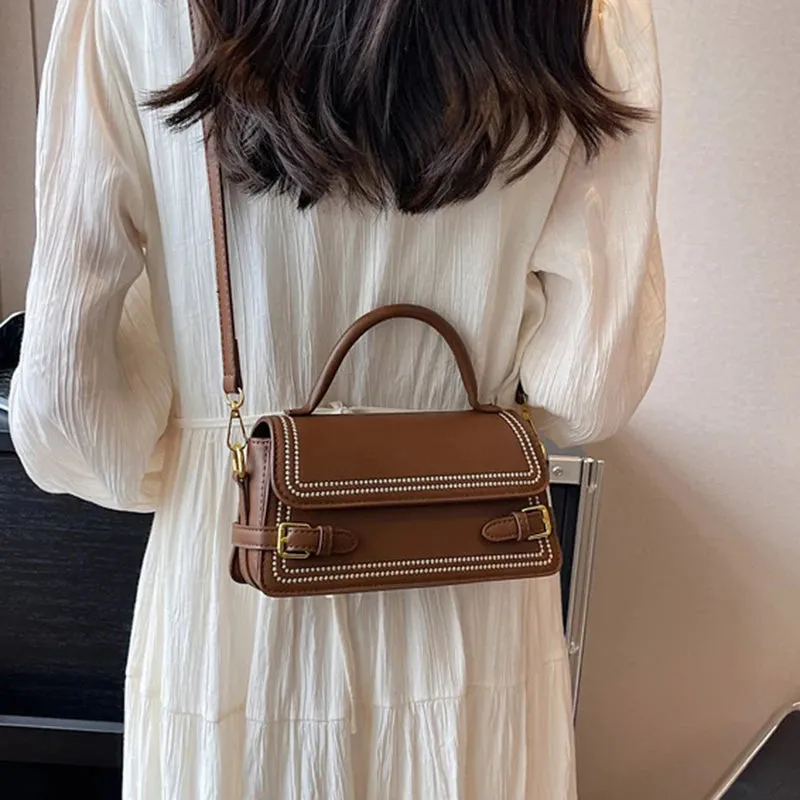 Amozae- New Women'S Bag Retro Fashion Ins Handbag Square Concise Bag Female Luxury Design Bag