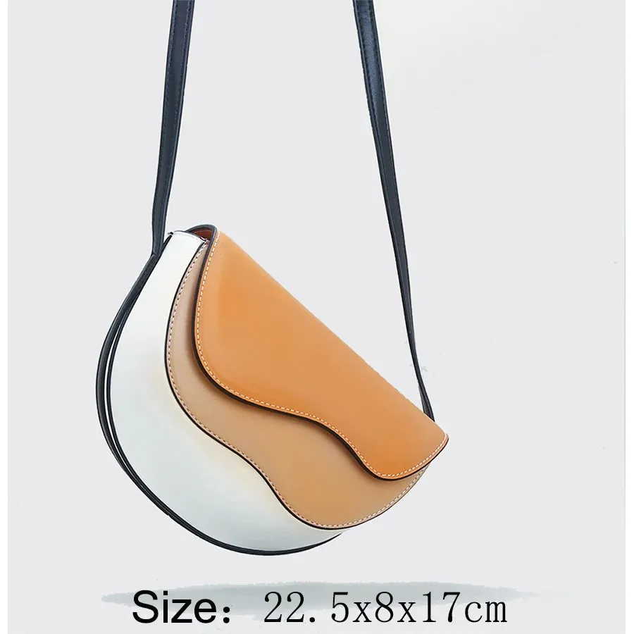 Amozae-Retro Saddle Messenger Bags For Women's Luxury Handbags Women Bags Designer Splicing Contrast Color One Shoulder Crossbody Bag