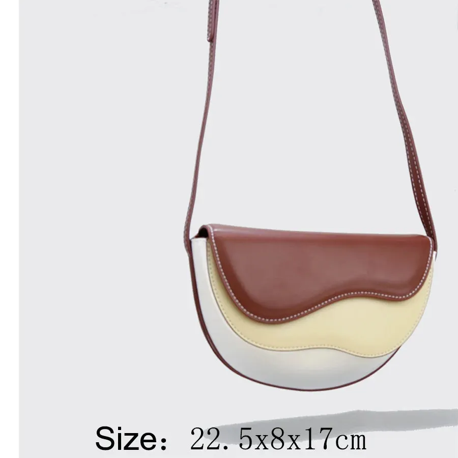 Amozae-Retro Saddle Messenger Bags For Women's Luxury Handbags Women Bags Designer Splicing Contrast Color One Shoulder Crossbody Bag