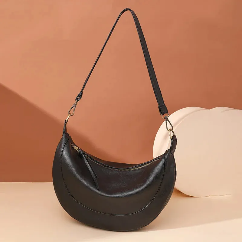 Amozae- Shoulder Bag For Women 2024 Large Bag Luxury Design Ladies Half Moon Bag Female Bag