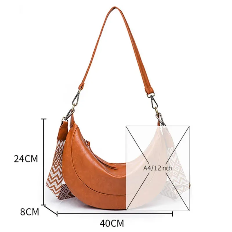 Amozae- Shoulder Bag For Women 2024 Large Bag Luxury Design Ladies Half Moon Bag Female Bag