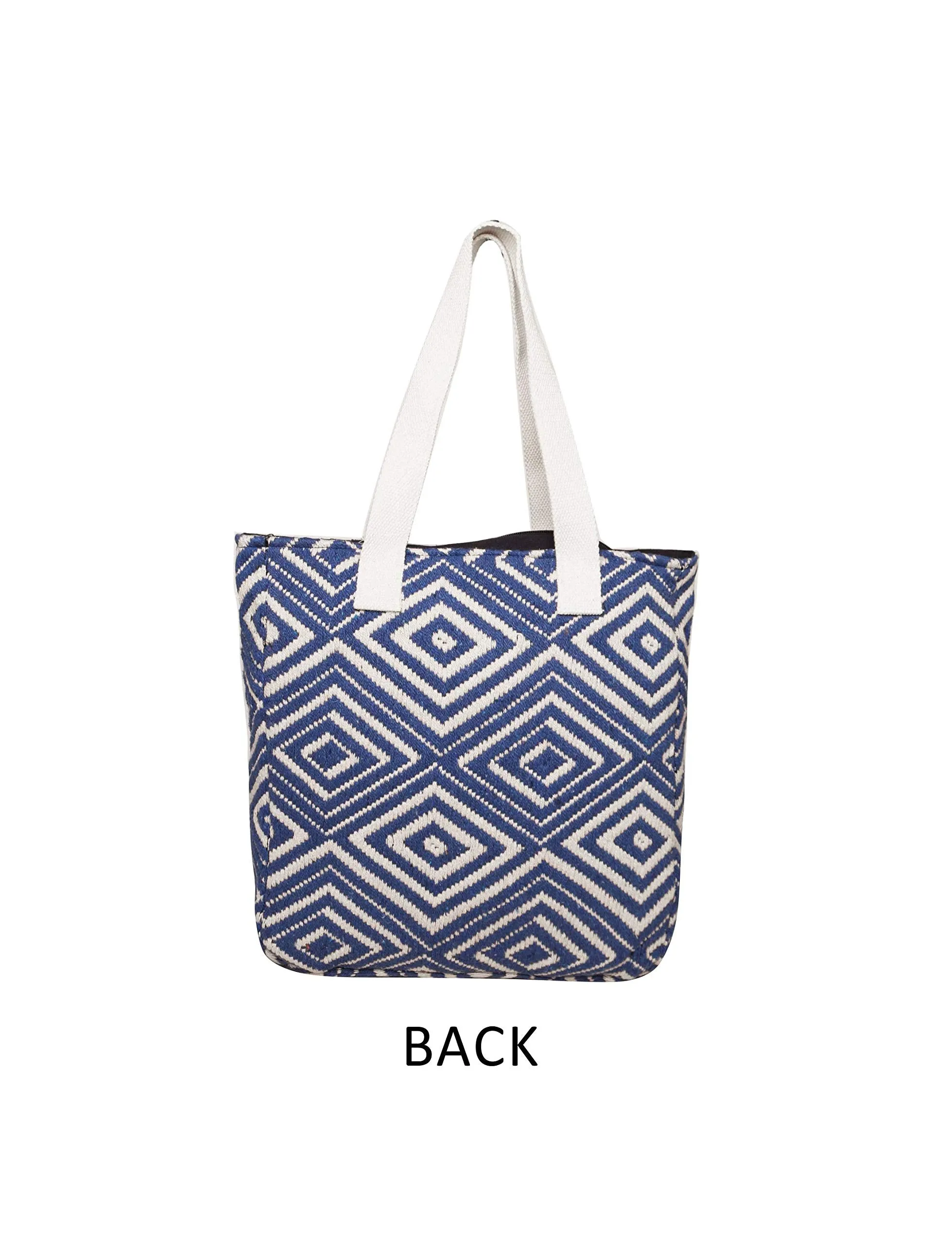 ASTRID Blue Diamond Textured Cotton Tote Bag