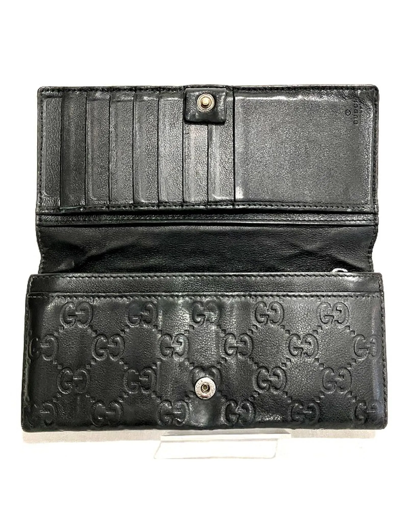 Authentic Black Leather Long Wallet by Gucci - Pre-Owned Luxury Item