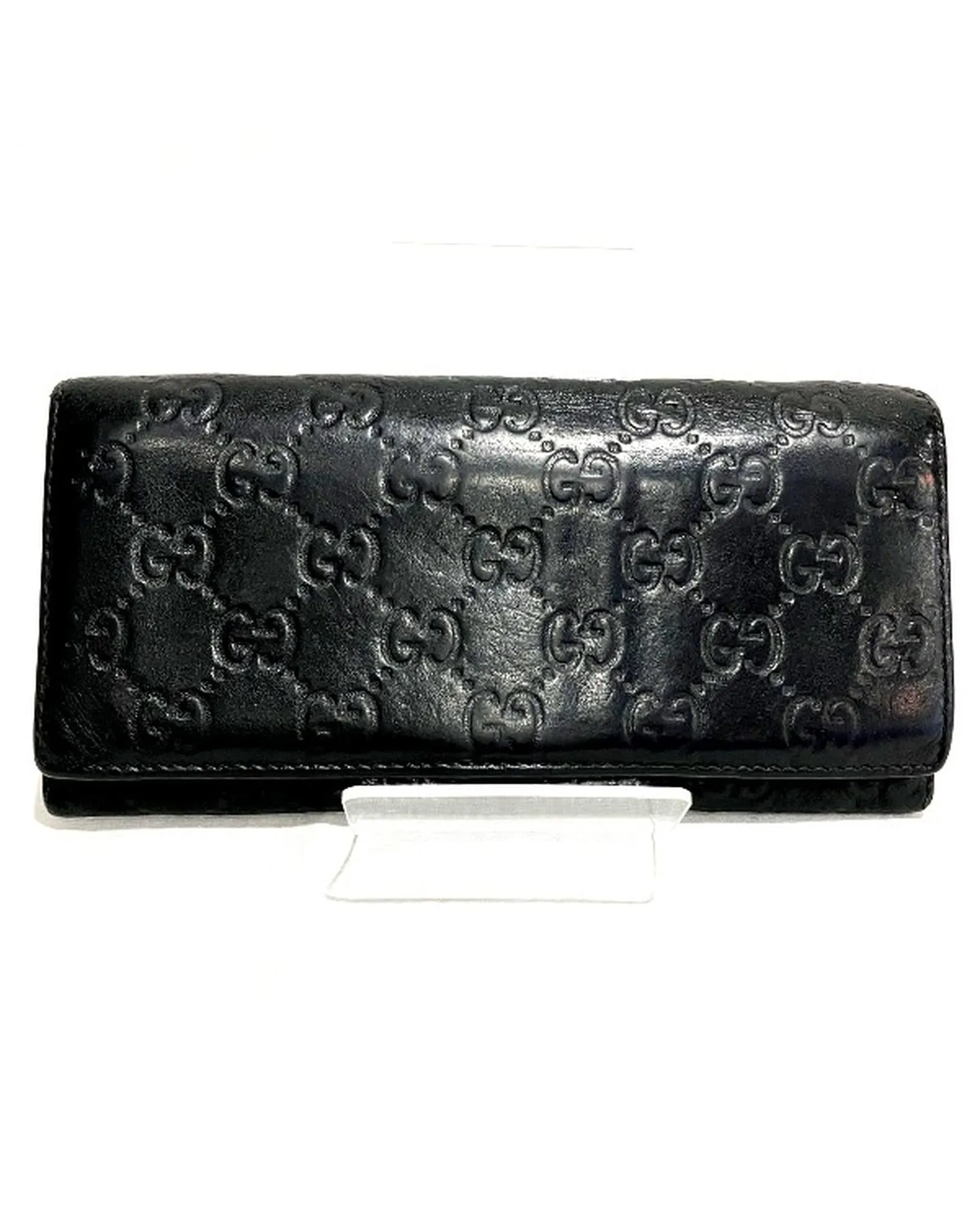 Authentic Black Leather Long Wallet by Gucci - Pre-Owned Luxury Item