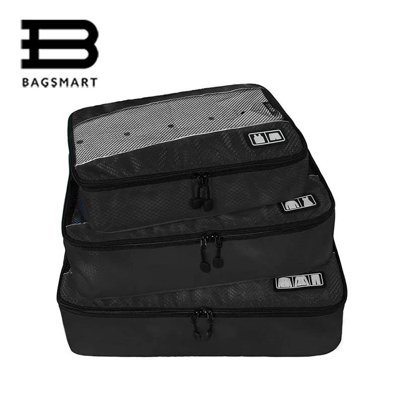 BAGSMART 3 Pcs Unisex Clothing Packing Cubes Travel Bags For Shirts Pants Garments Travel Duffle Bag Organizers