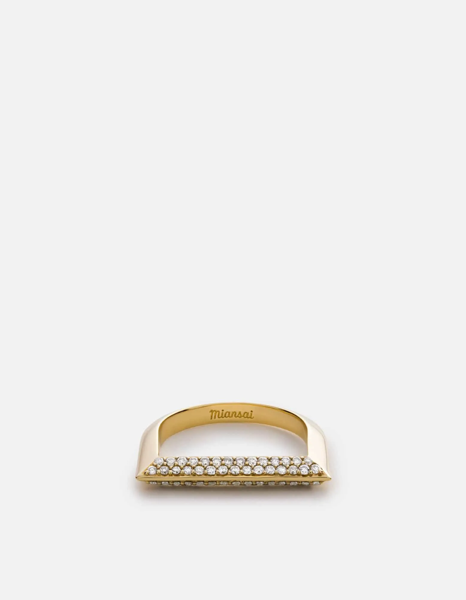 Bar Ring, 14k Gold Pavé