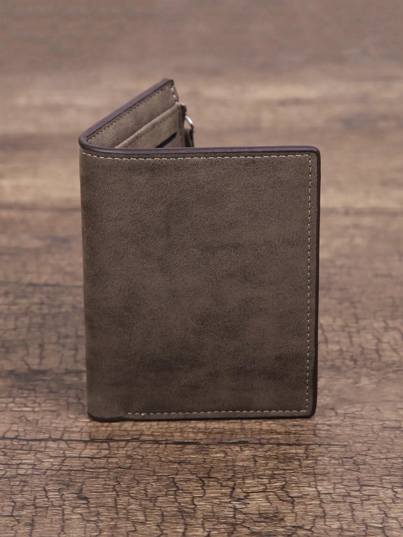 Black Simple Short Wallet With Multiple Card Slots And Side Zipper