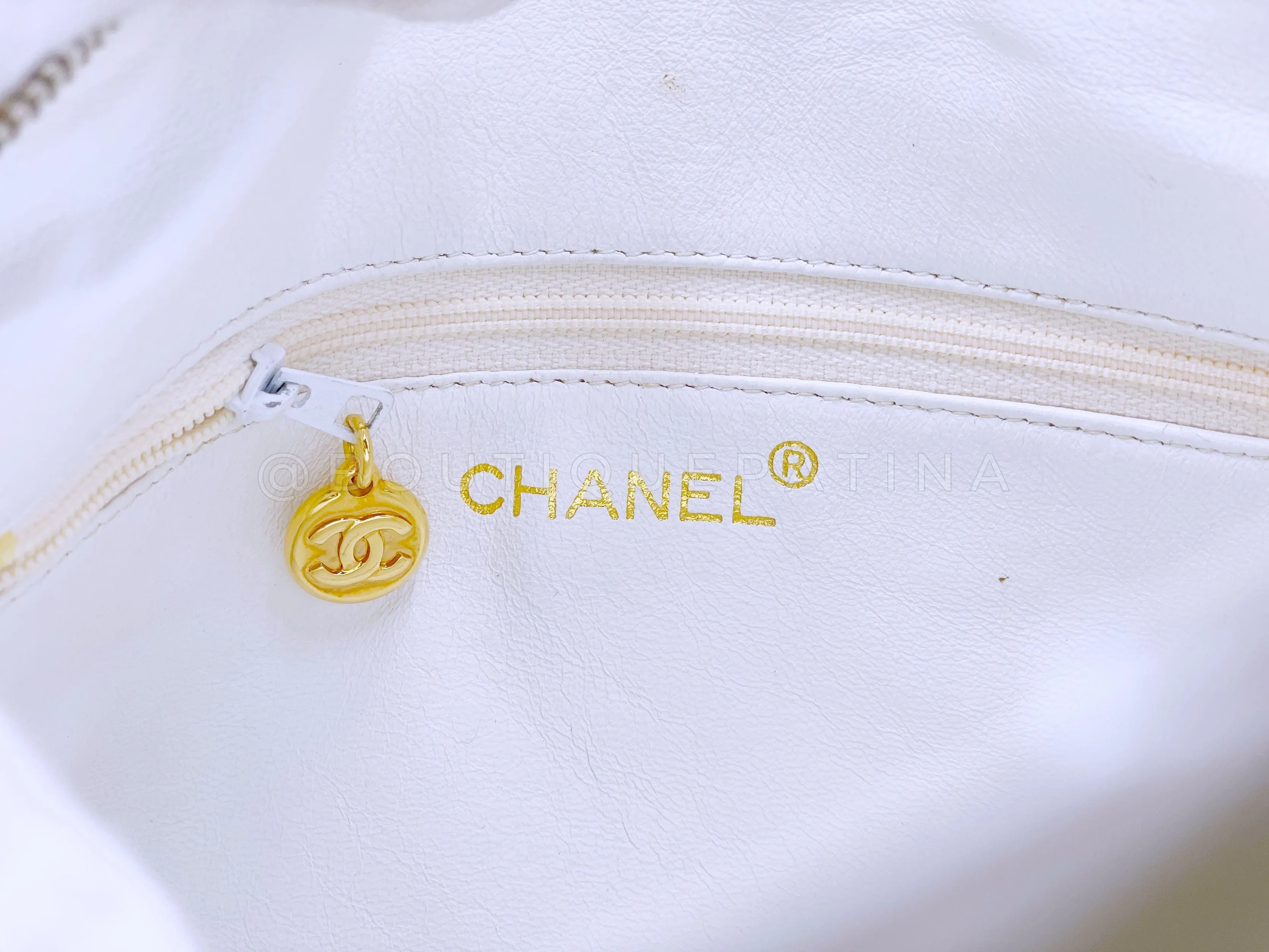 Chanel 1994 Vintage White Caviar Camera Case Bag 24k GHW