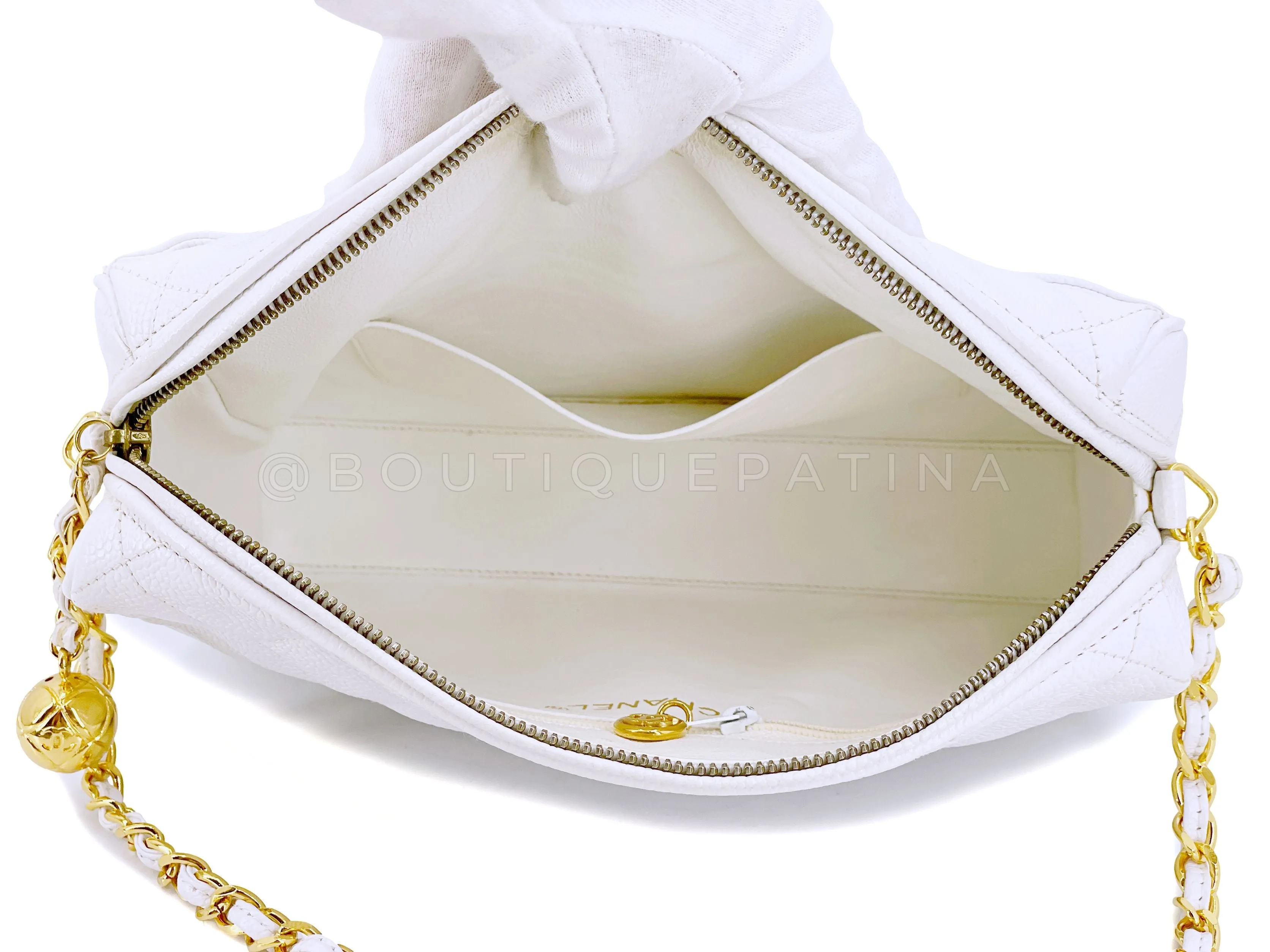 Chanel 1994 Vintage White Caviar Camera Case Bag 24k GHW