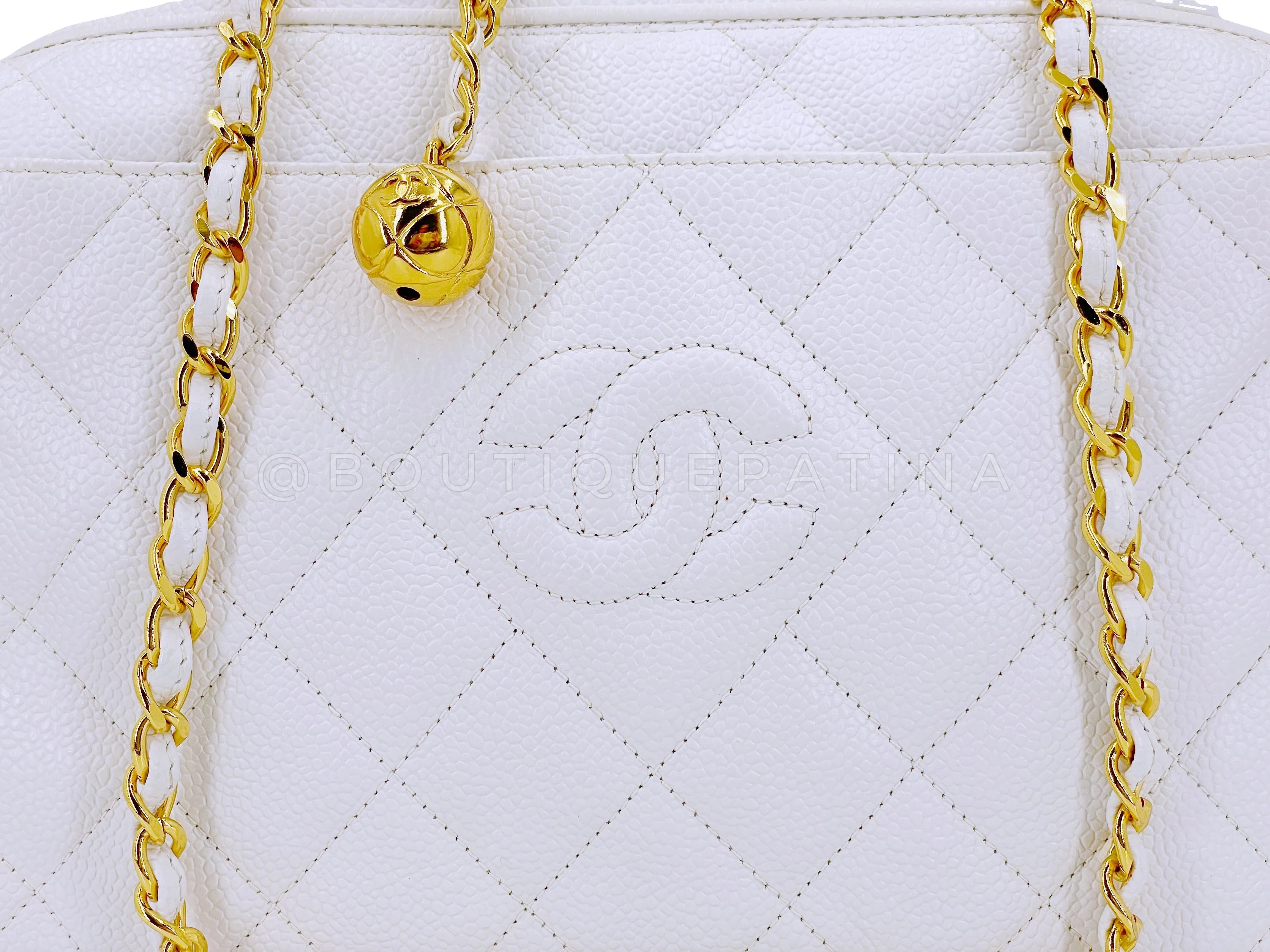 Chanel 1994 Vintage White Caviar Camera Case Bag 24k GHW