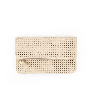 Clare V. - Foldover Clutch with Tabs in Cream Rattan