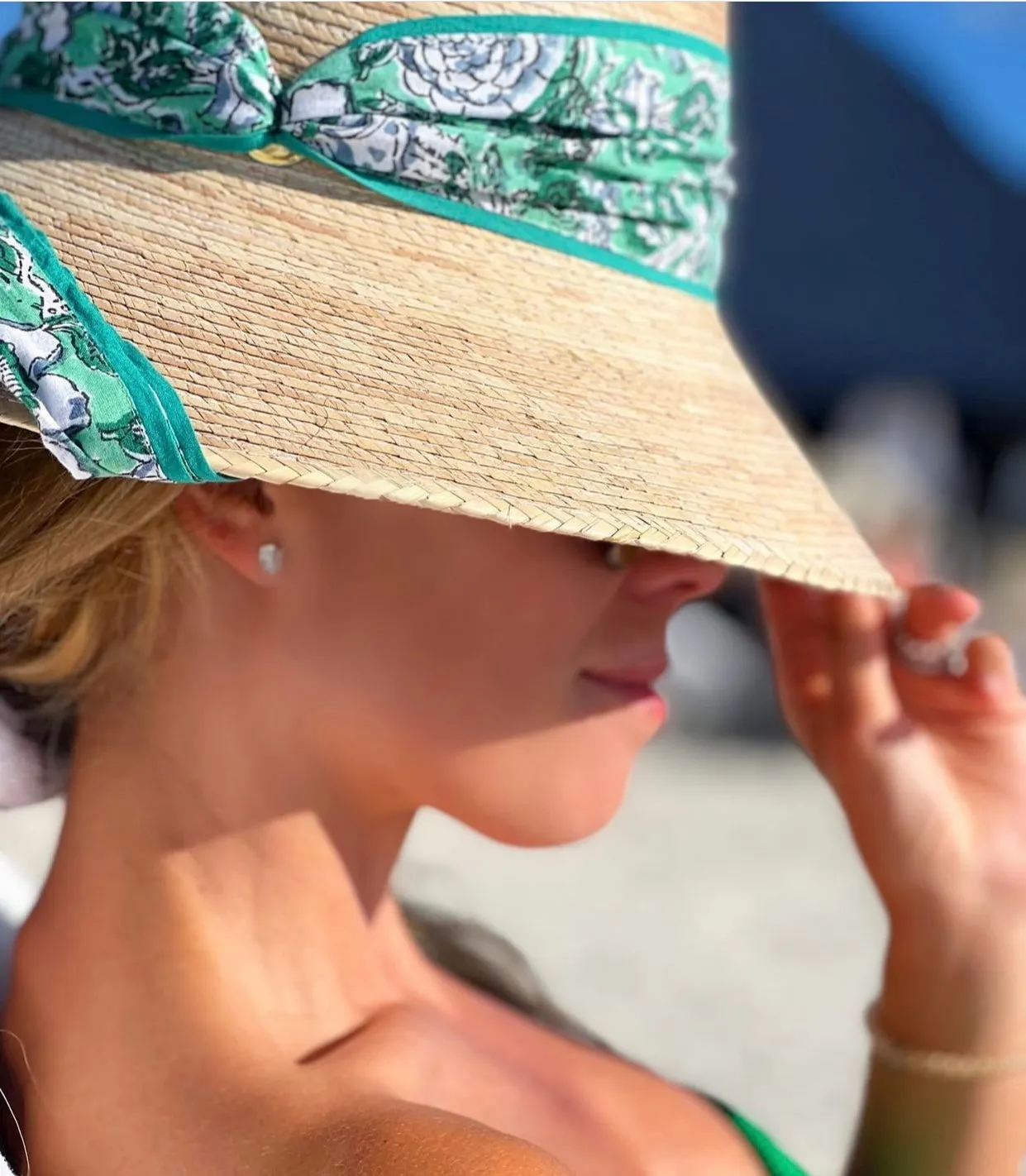 Clematis Bucket Hat - French Blue Wide & Short Grosgrain Ribbon