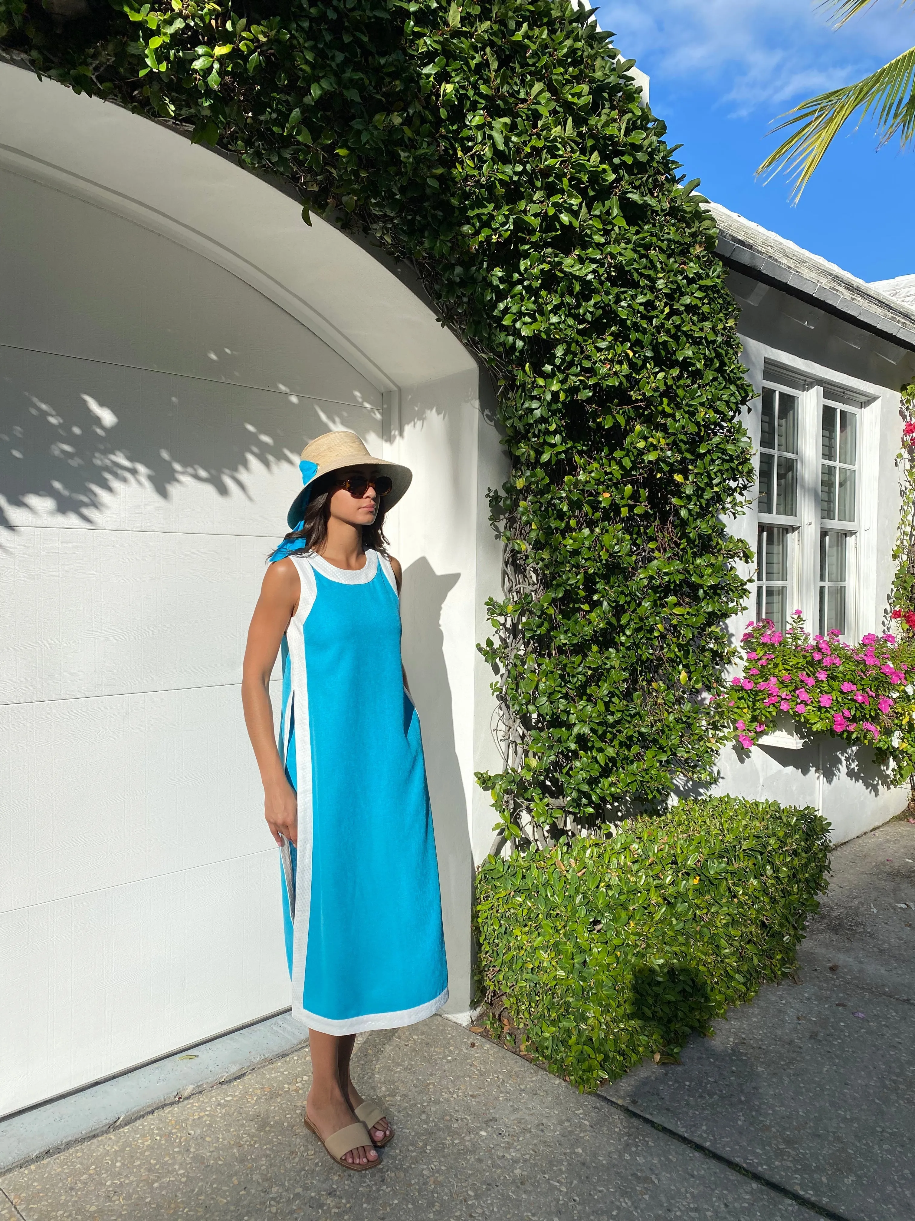 Clematis Bucket Hat - French Blue Wide & Short Grosgrain Ribbon