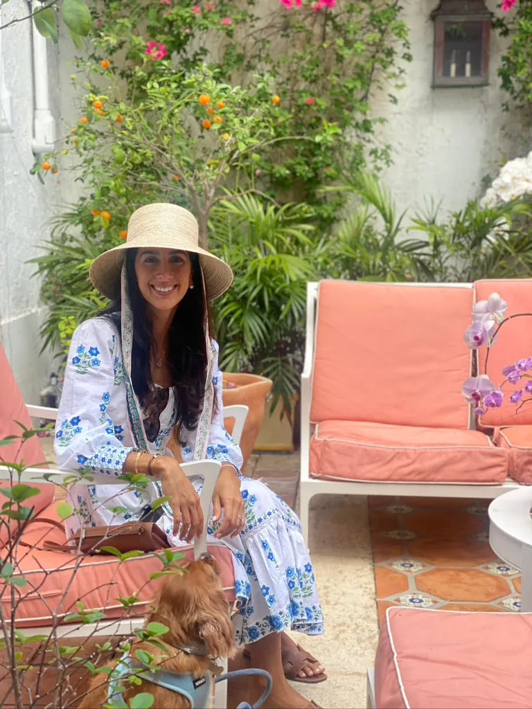 Clematis Bucket Hat - French Blue Wide & Short Grosgrain Ribbon