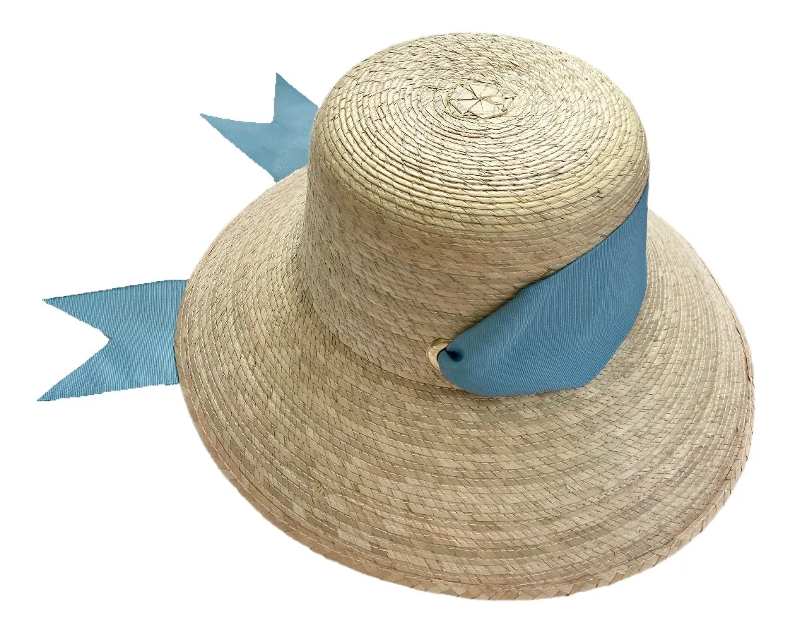 Clematis Bucket Hat - French Blue Wide & Short Grosgrain Ribbon