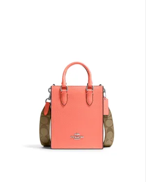 Coach North South Mini Tote With Signature Canvas