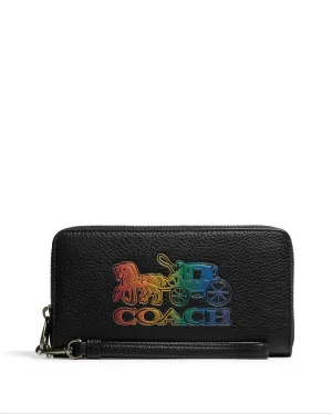 Coach Women's Black Multi Long Zip Around Wallet With Horse And Carriage