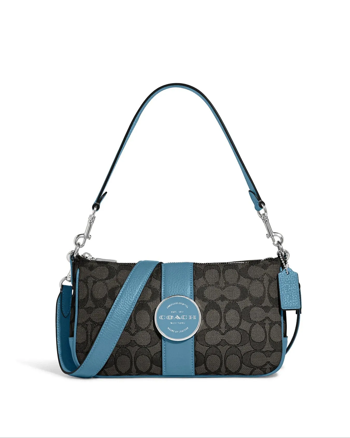 Coach Women's Black Smoke & Pacific Blue Lonnie Baguette In Signature Jacquard