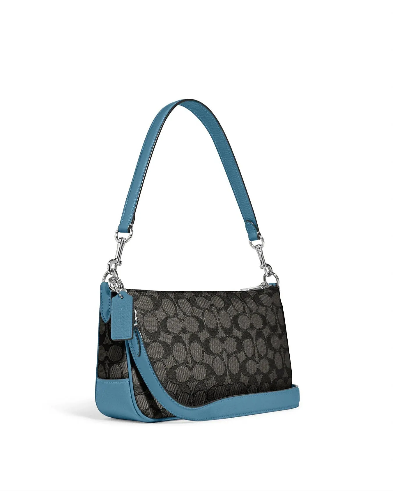 Coach Women's Black Smoke & Pacific Blue Lonnie Baguette In Signature Jacquard