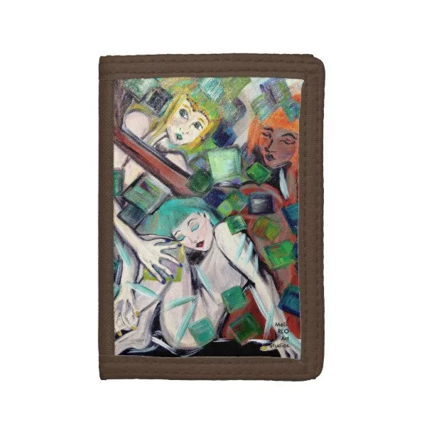 Colorful Nylon Wallets with Original Unique Paintings on Covers, Women