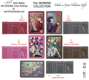 Colorful Nylon Wallets with Original Unique Paintings on Covers, Women