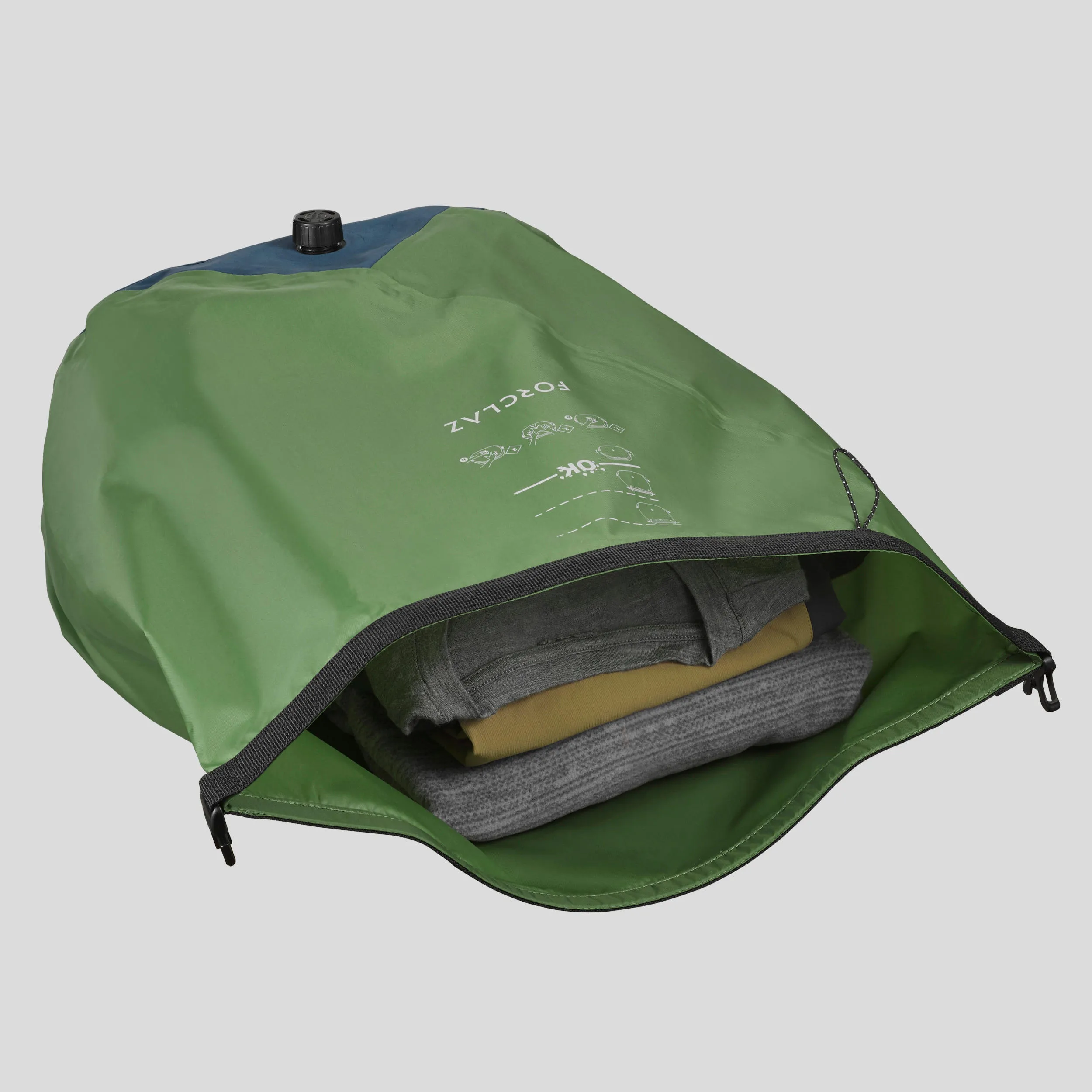 Compression camping case Forclaz 20 l, green