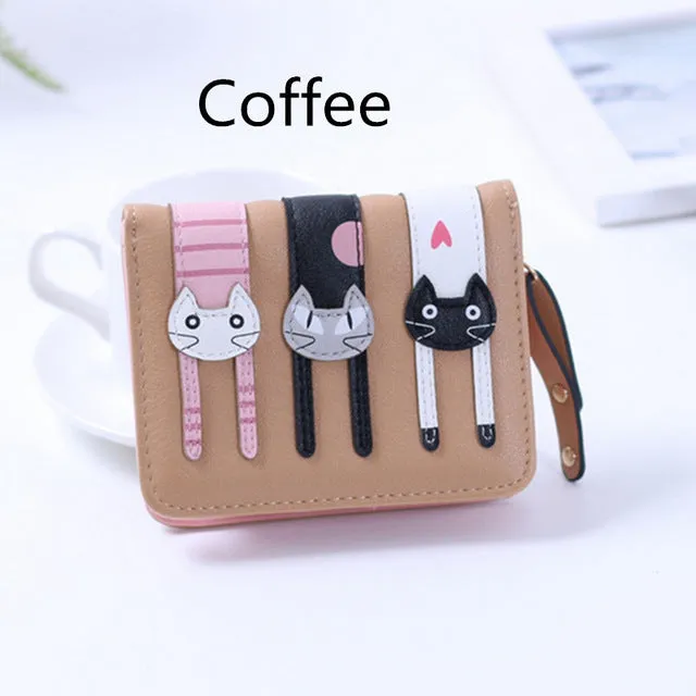 Cute PU Leather Hasp Cartoon Cat Purse