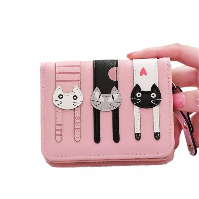 Cute PU Leather Hasp Cartoon Cat Purse