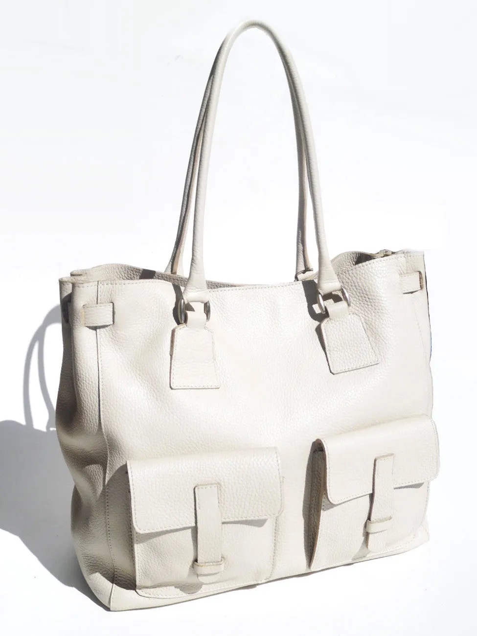 Doble Tote Bag Pebble Grain Leather Sand