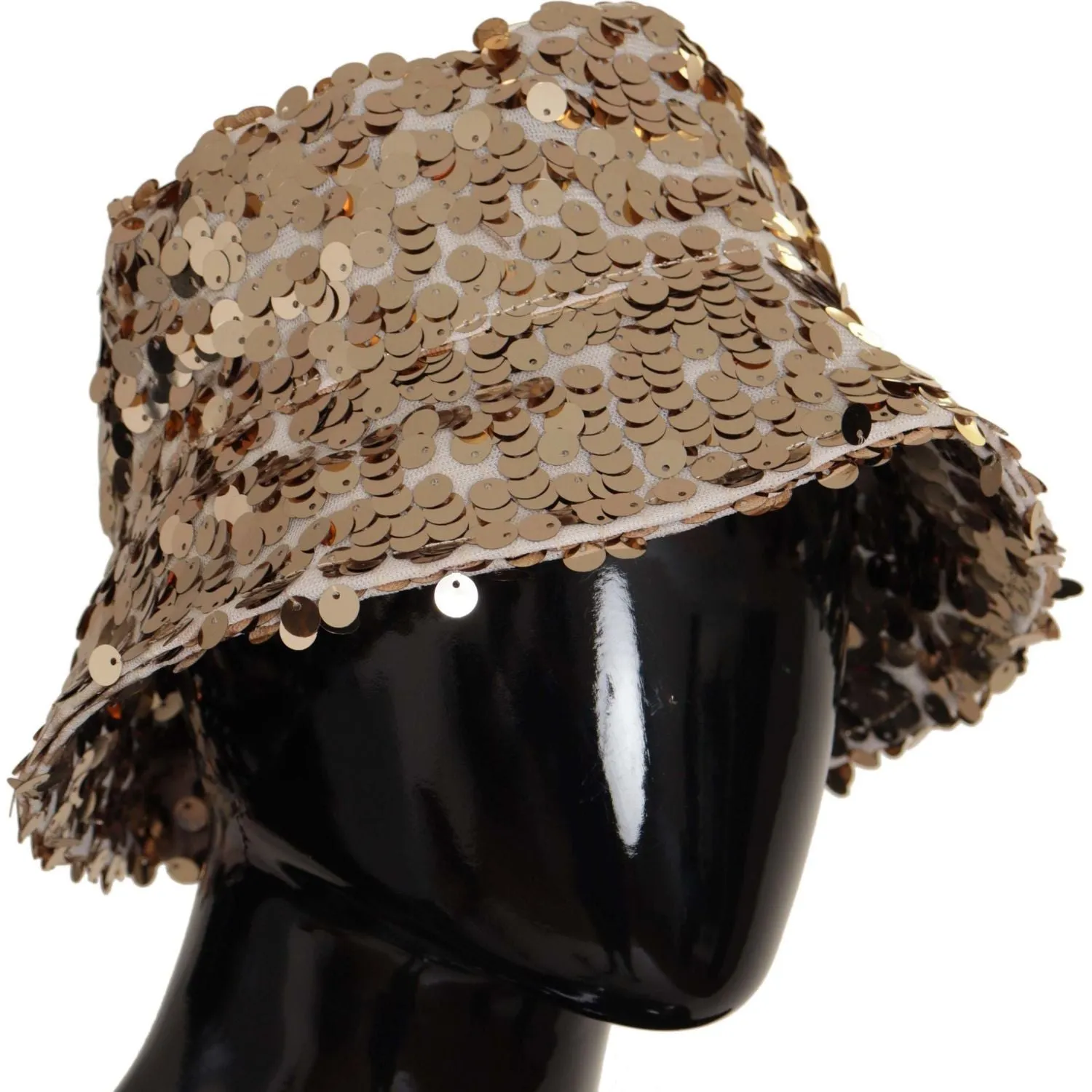 Dolce & Gabbana Elegant Sequined Gold Bucket Hat