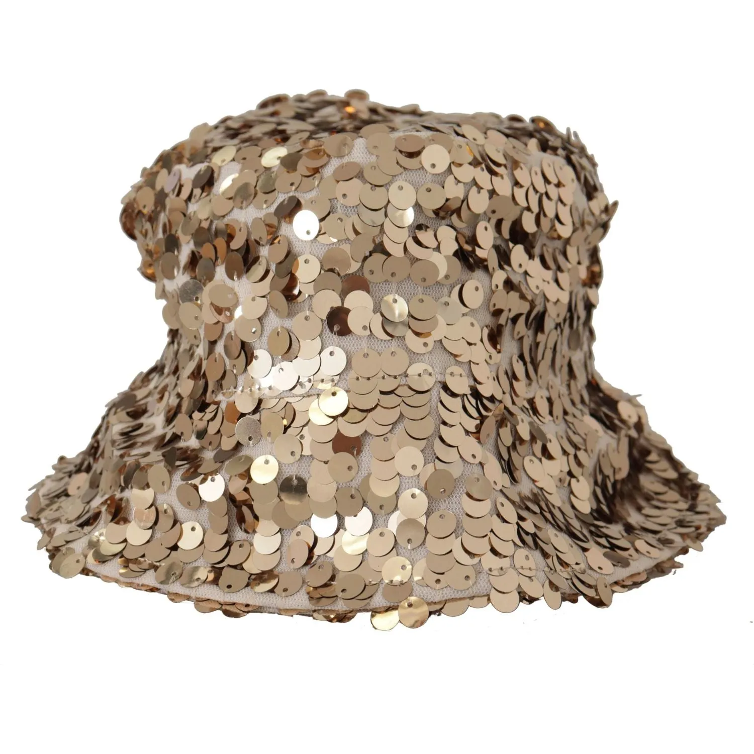 Dolce & Gabbana Elegant Sequined Gold Bucket Hat