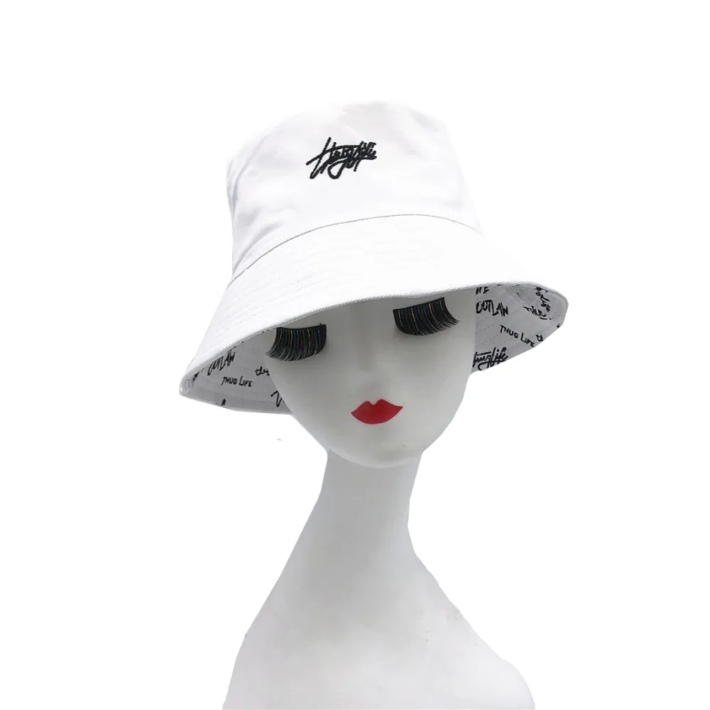 Double-sided Wear Fishing Cap Bucket Women Panama Hat