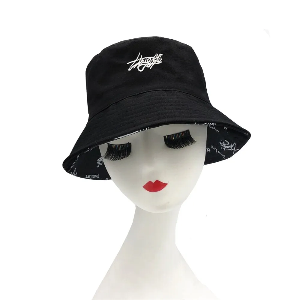 Double-sided Wear Fishing Cap Bucket Women Panama Hat