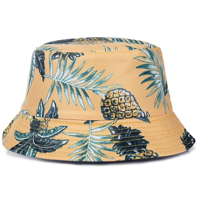 Double-sided Wear Fruit Printing Women Cap Outdoor Sun Hat Bucket Hat