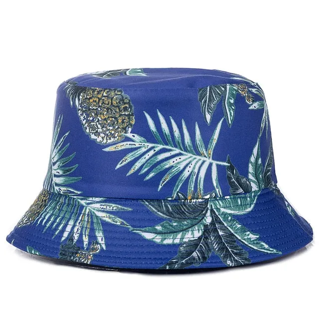 Double-sided Wear Fruit Printing Women Cap Outdoor Sun Hat Bucket Hat