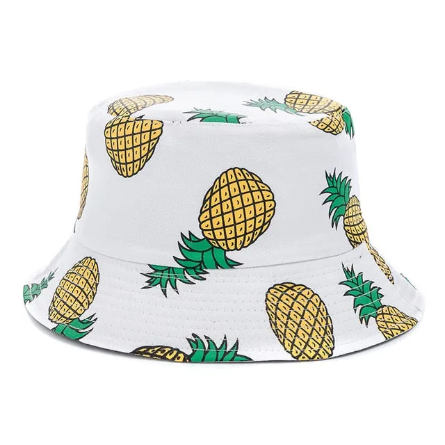 Double-sided Wear Fruit Printing Women Cap Outdoor Sun Hat Bucket Hat