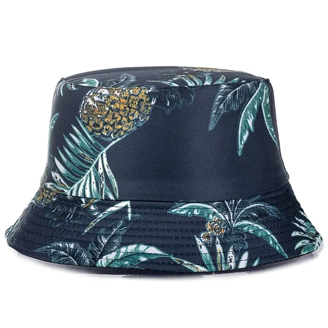 Double-sided Wear Fruit Printing Women Cap Outdoor Sun Hat Bucket Hat