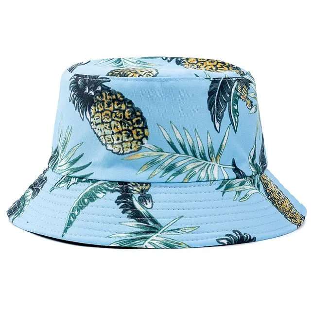 Double-sided Wear Fruit Printing Women Cap Outdoor Sun Hat Bucket Hat