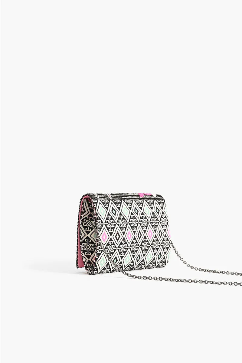 Dragonfly Embellished Flap Clutch