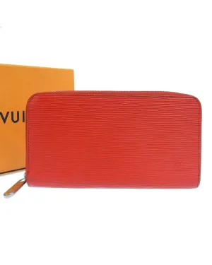 Epi Leather Long Wallet in Red for Women