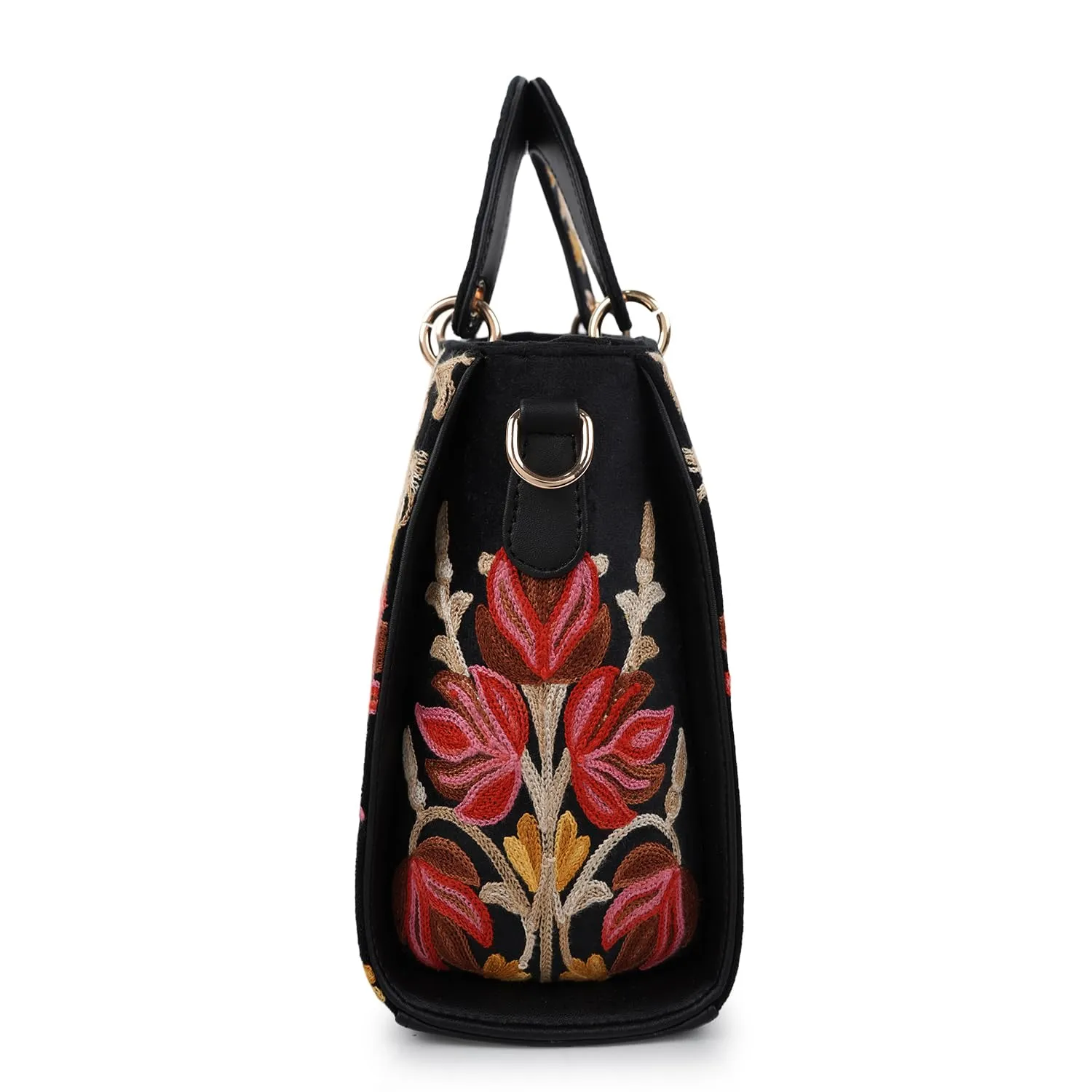 EVEDA Synthetic Leather Gorgeous Embroidery Stylish Design Shoulder Crossbody Hobo Women Handbag