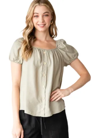 Front Button Blouse Style 5688 in Sage, Black or Pink