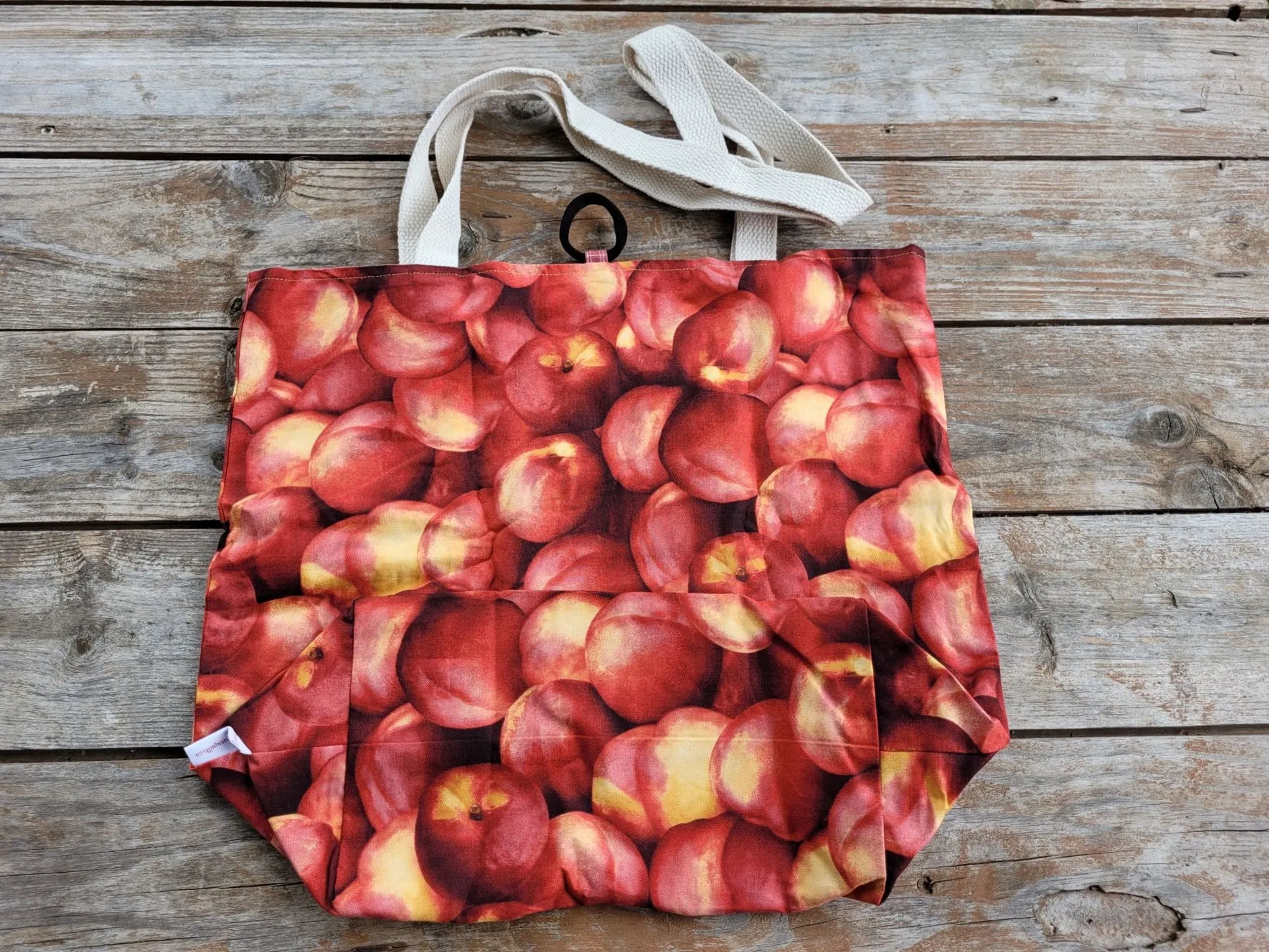 Fruit Market Tote Bag, Reusable Grocery Bag, Compact Cotton Shopping Bag