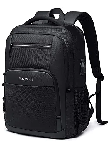 FUR JADEN 15.6 Inch Smart Laptop Backpack Bag With USB Charging Port, Anti Theft Pocket and Accessories Organiser for Men Women Boys Girls (Black)